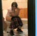 A Spanish girl is trying to push out a hard poop on the toilet!